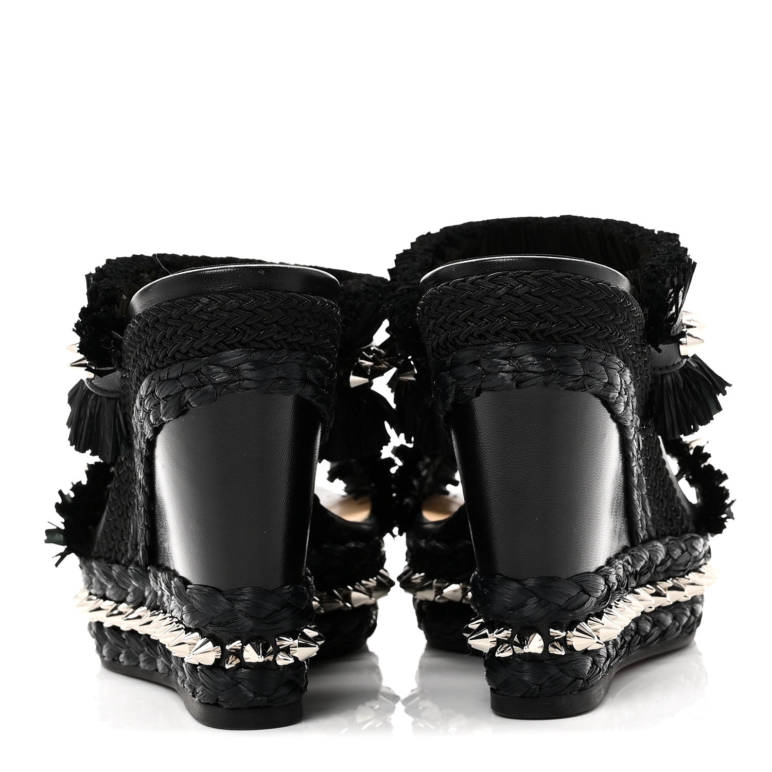 Christian Louboutin Calfskin Raffia Marivodu Sandals 37 Black 6 of 9