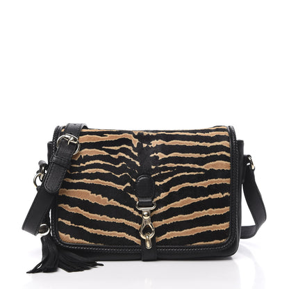 Gucci Calf Hair Calfskin Zebra Print Medium Marrakech Flap Messenger Bag Black 1 of 10