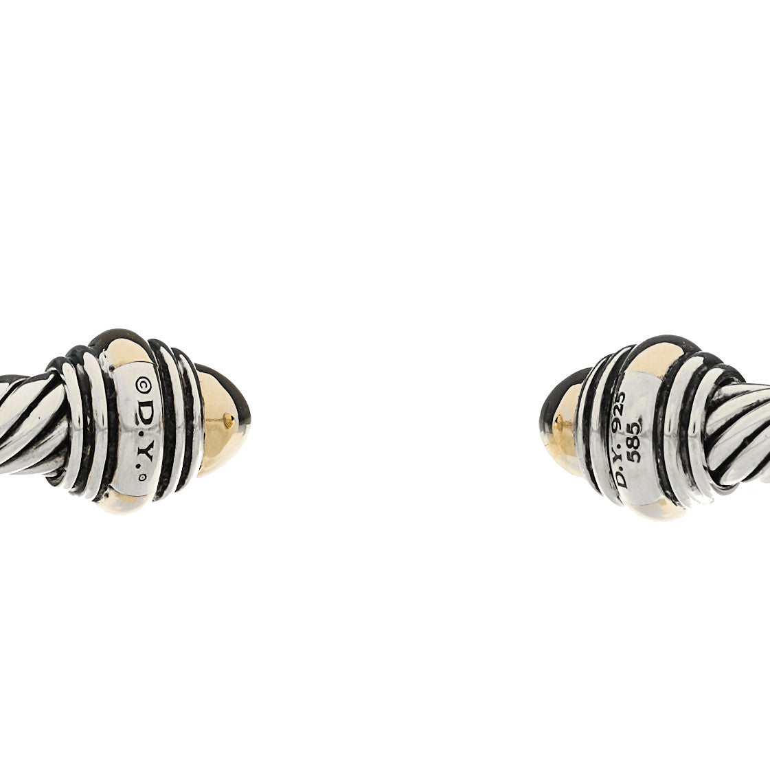 David Yurman Sterling Silver 14K Yellow Gold 5mm Cable Classics Dome Bracelet 3 of 3
