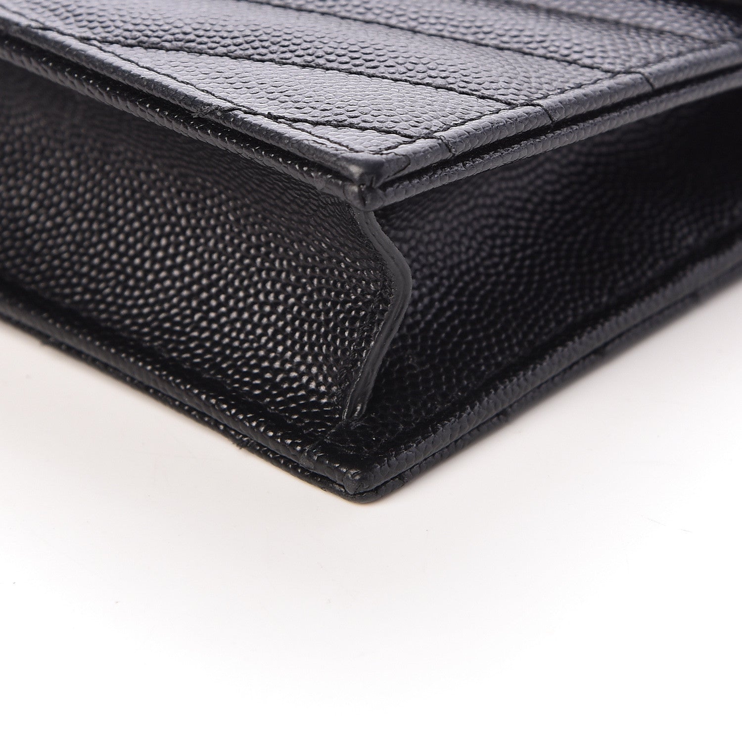 Saint Laurent Grain De Poudre Matelasse Chevron Monogram Envelope Chain Wallet Black 9 of 10