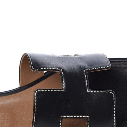 Hermes Box Calfskin Oran Sandals 37 Black 11 of 17