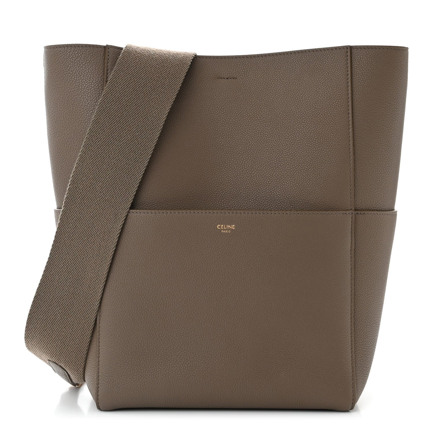 Celine Soft Grained Calfskin Sangle Bucket Bag Taupe 1 of 11