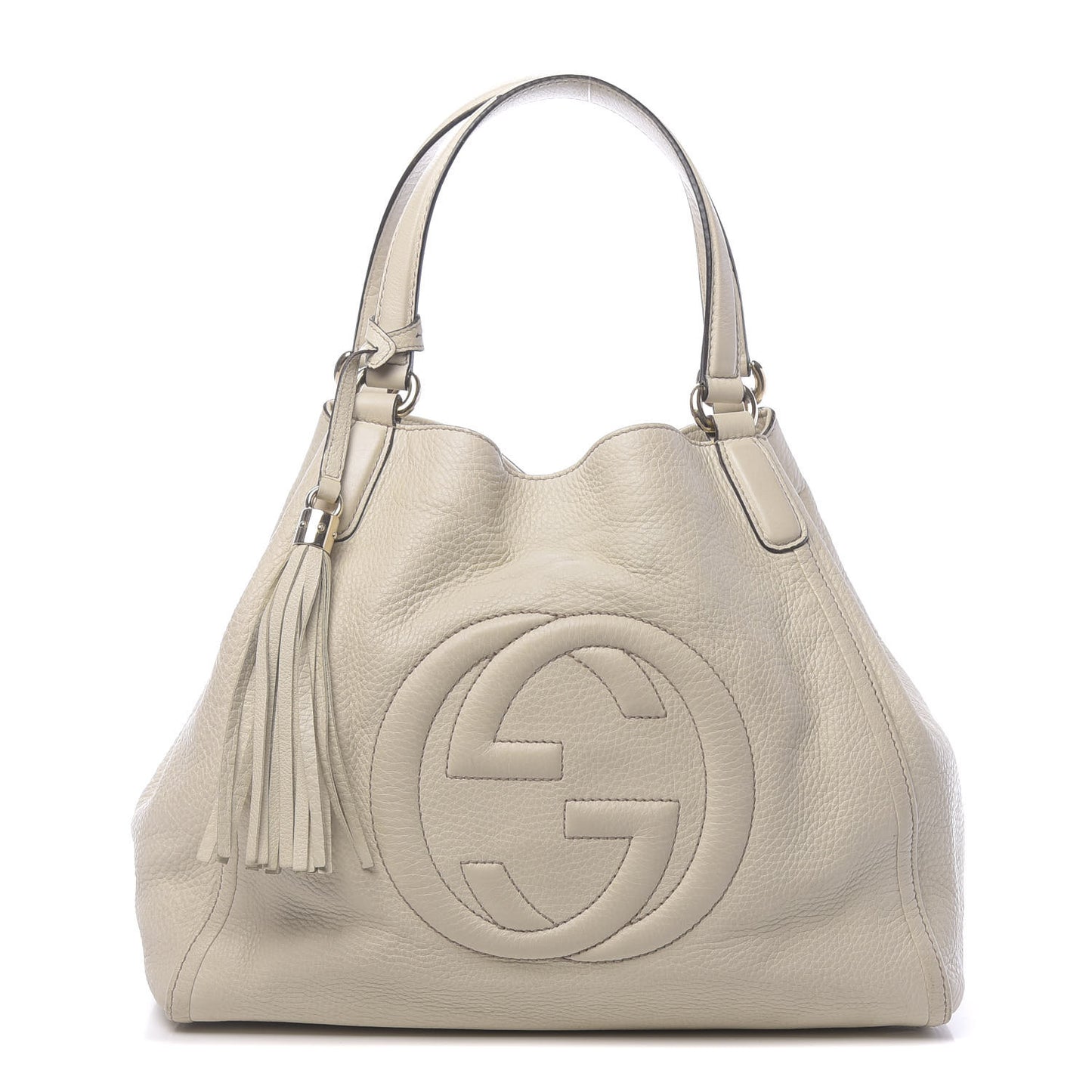 Pebbled Calfskin Medium Soho Shoulder Bag Off White
