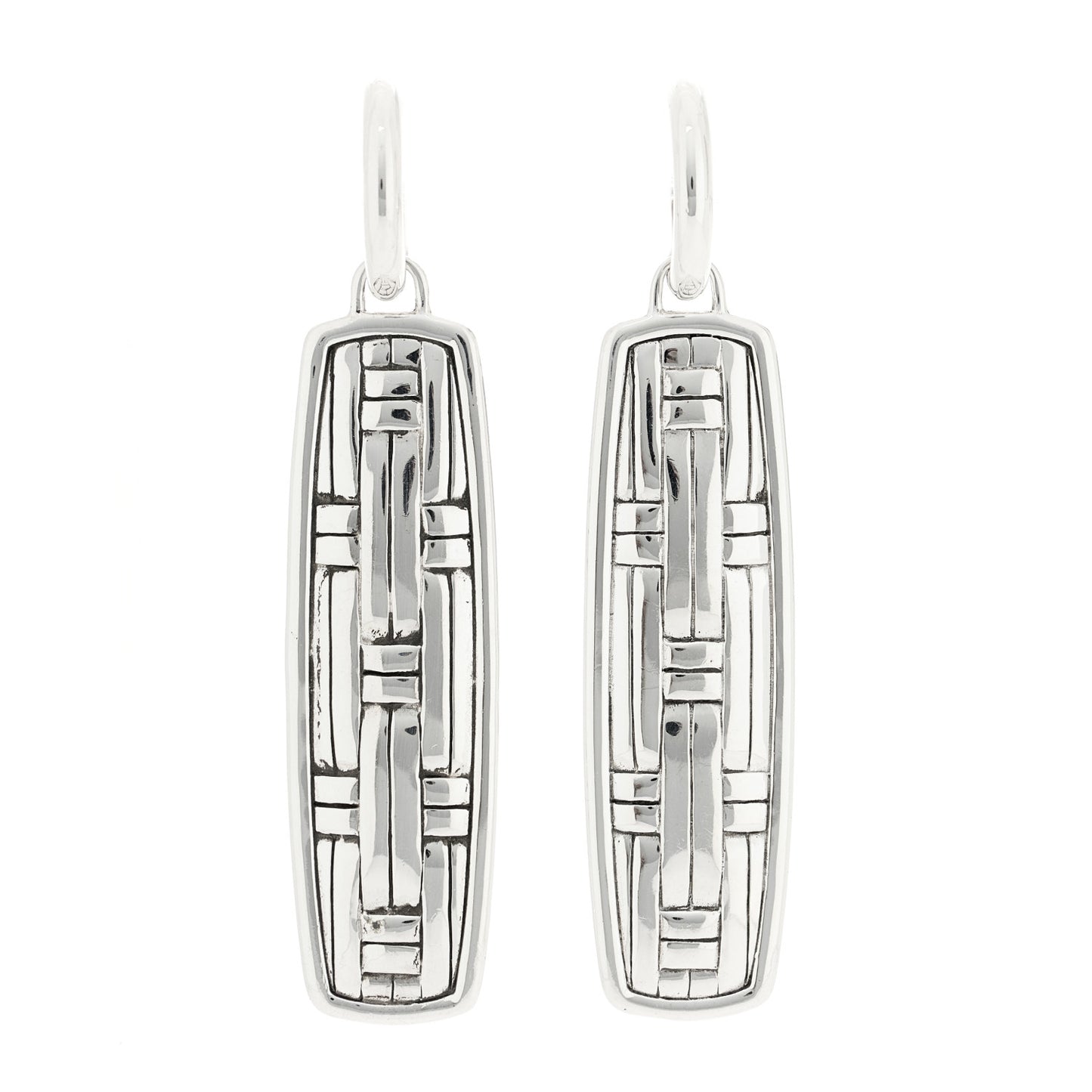 Sterling Silver Bedeg Basket Weave Drop Earrings