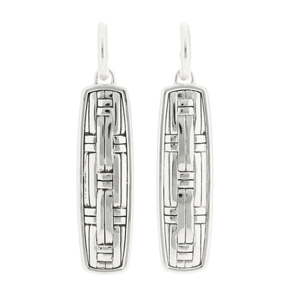 John Hardy Sterling Silver Bedeg Basket Weave Drop Earrings 1 of 4