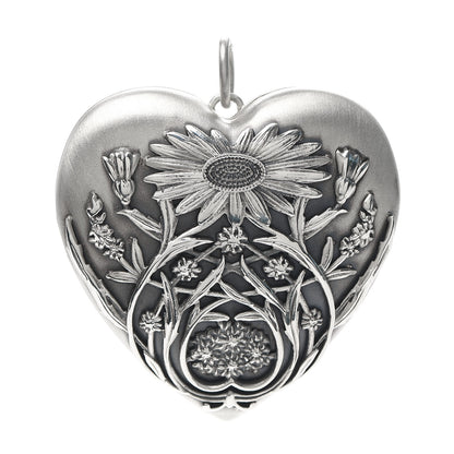 Tiffany Sterling Silver Large Ziegfeld Daisy Heart Locket Pendant 1 of 3