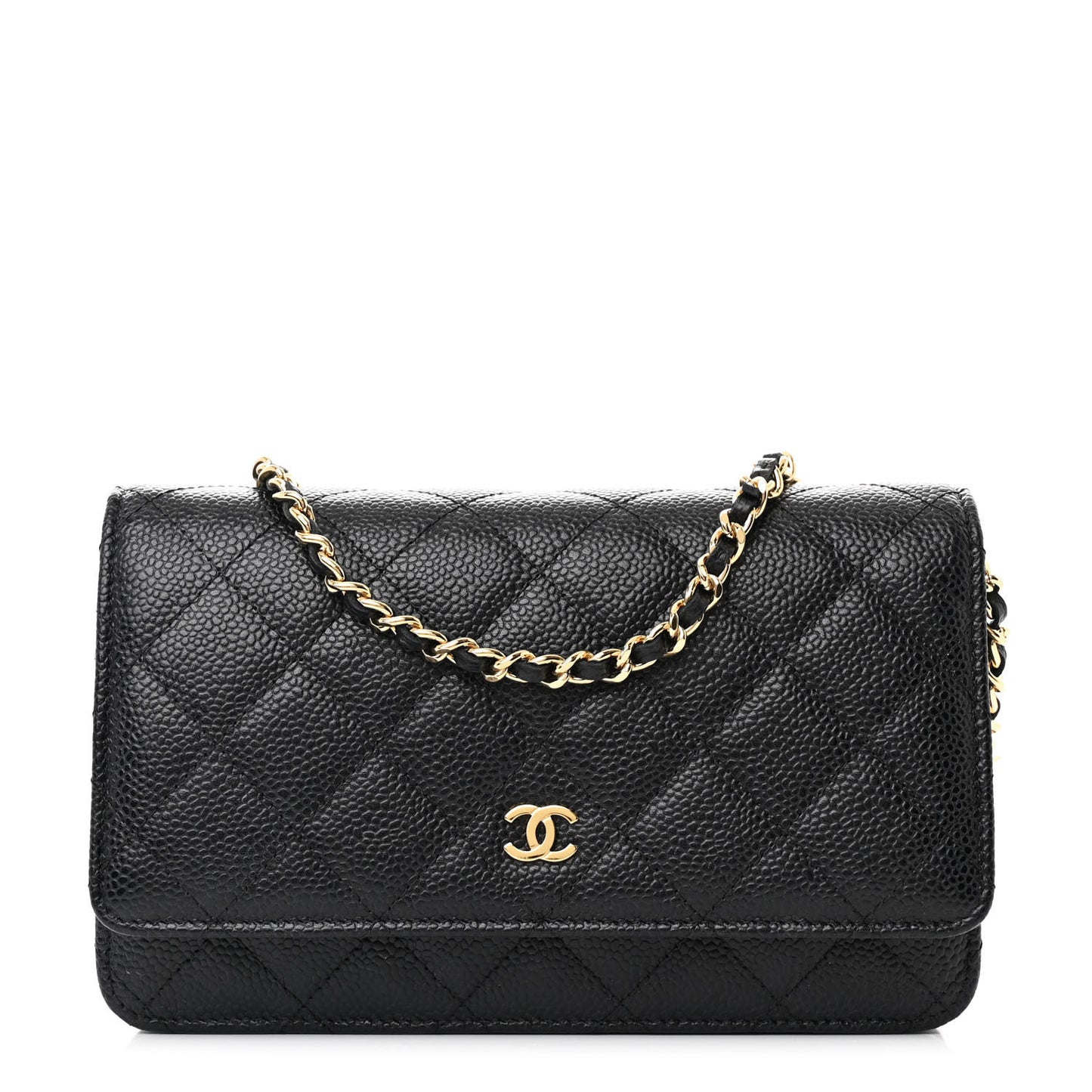 Caviar Quilted Wallet on Chain WOC Black