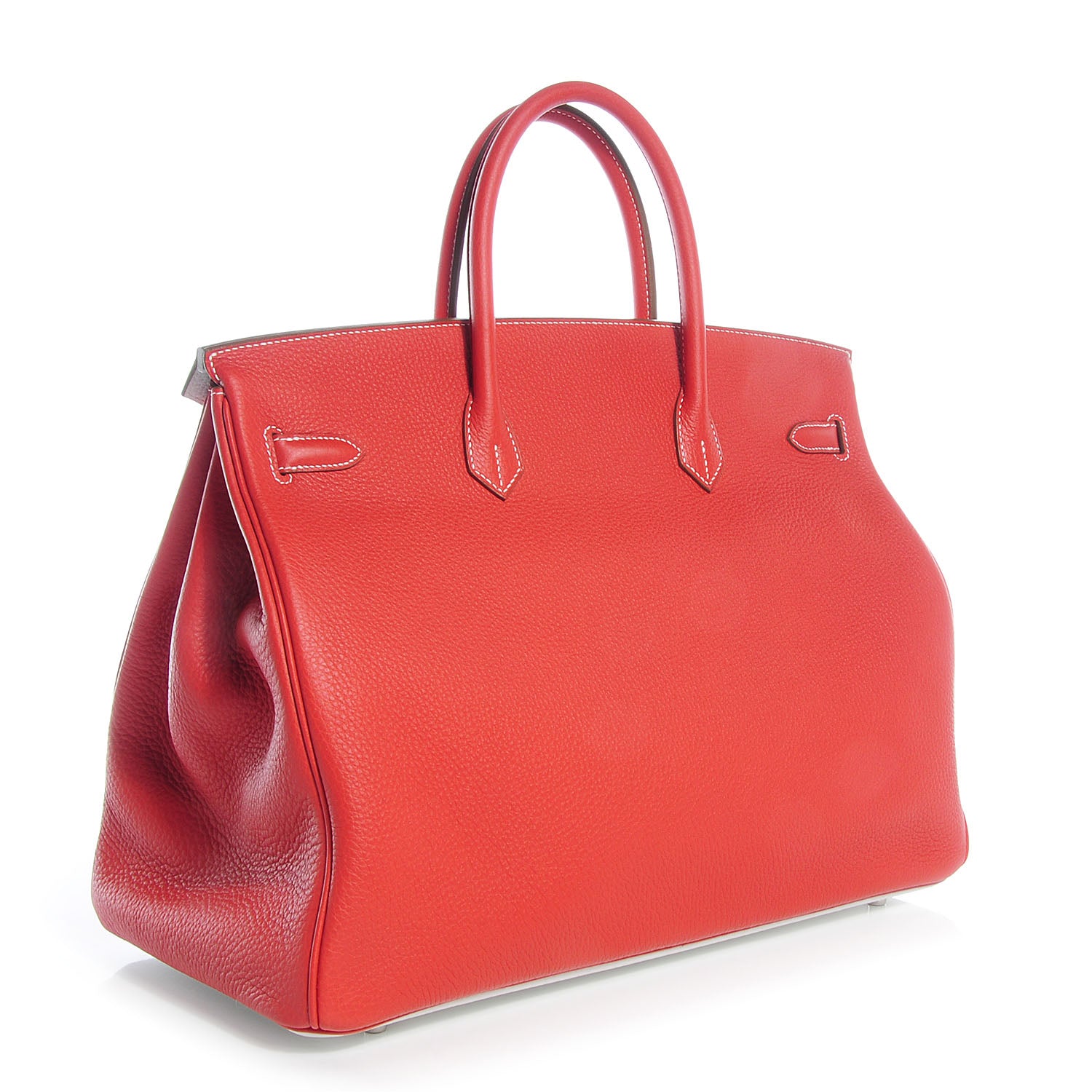 Hermes Taurillon Clemence Eclat Birkin 40 Sanguine White 3 of 20