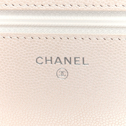 Chanel Iridescent Caviar Quilted Golden Class Wallet On Chain WOC White 6 of 9