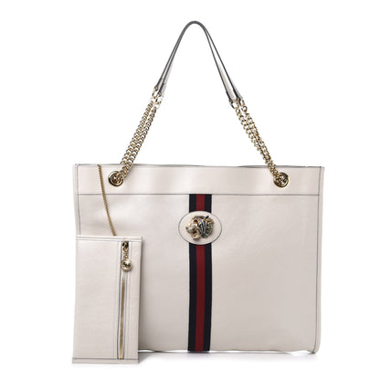 Gucci Suede Calfskin Large Rajah Chain Tote White 1 of 15