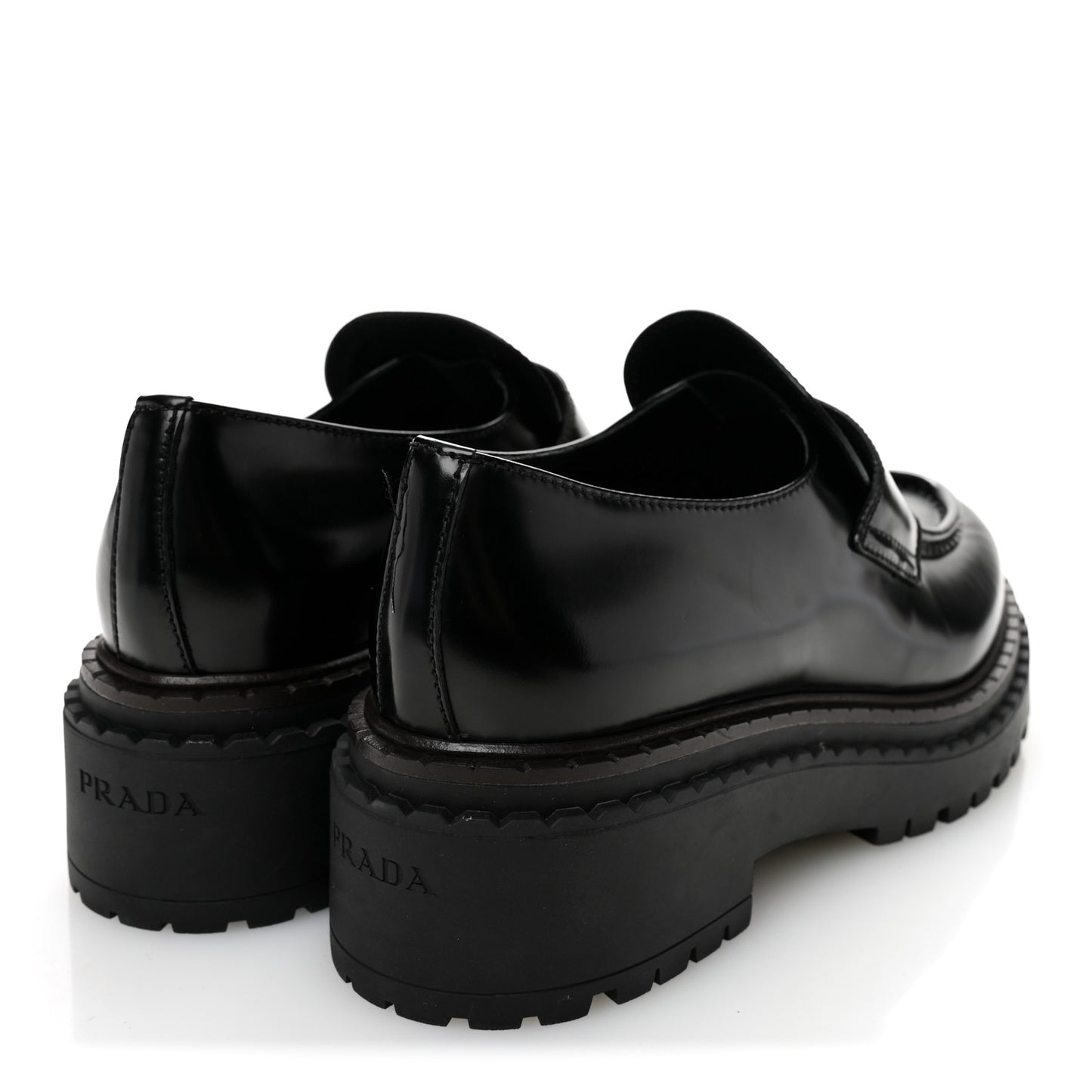 Metal Triangle Logo Double Chocolate Loafers 38.5 Black