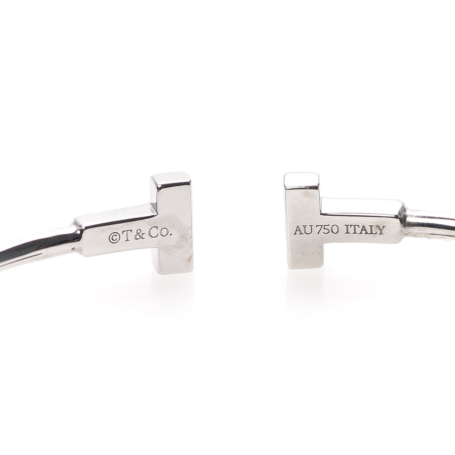 Tiffany 18K White Gold Narrow T Wire Bracelet 4 of 5