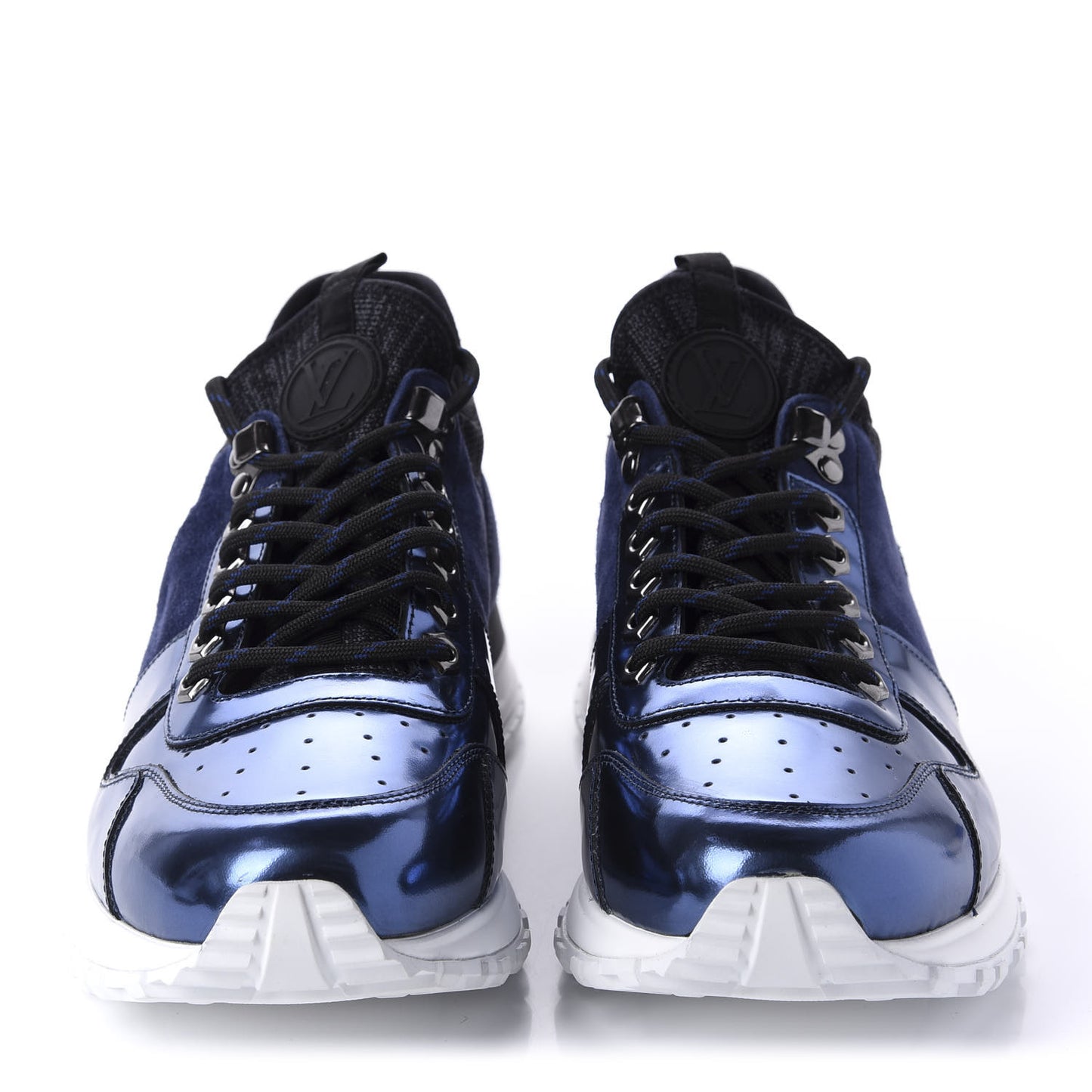 Metallic Patent Suede Run Away Sneakers 8 Marine
