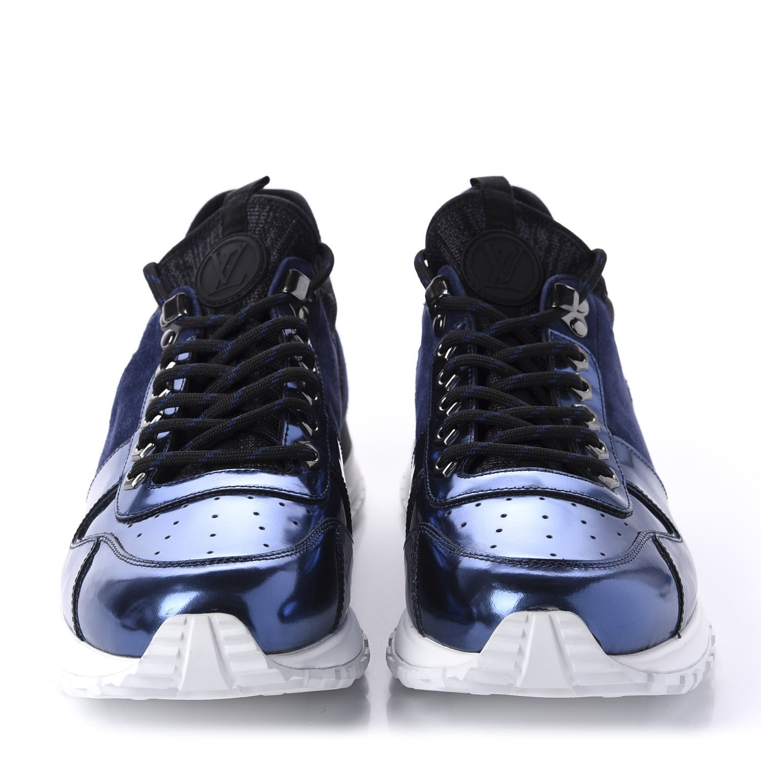 Louis Vuitton Metallic Patent Suede Run Away Sneakers 8 Marine 2 of 10