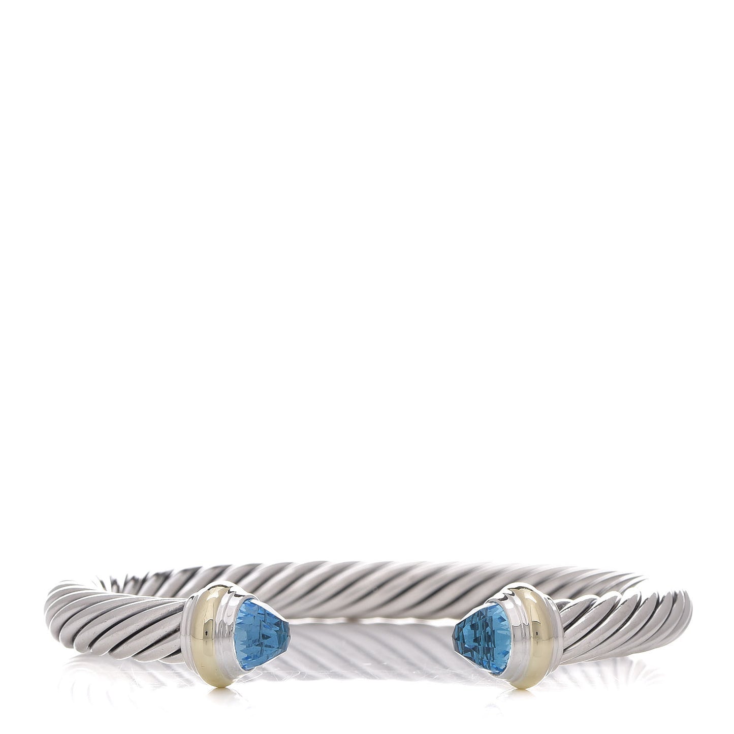 Sterling Silver 14K Yellow Gold Blue Topaz 7mm Cable Classics Bracelet
