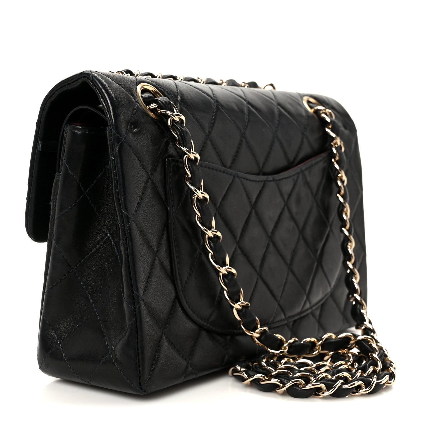 Lambskin Quilted Small Double Flap Black