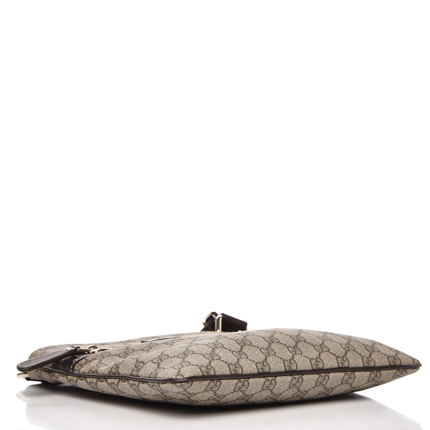 GG Supreme Monogram Selleria Calfskin Small Flat Side Zip Messenger Bag Beige Ebony Cocoa Dark Chocolate