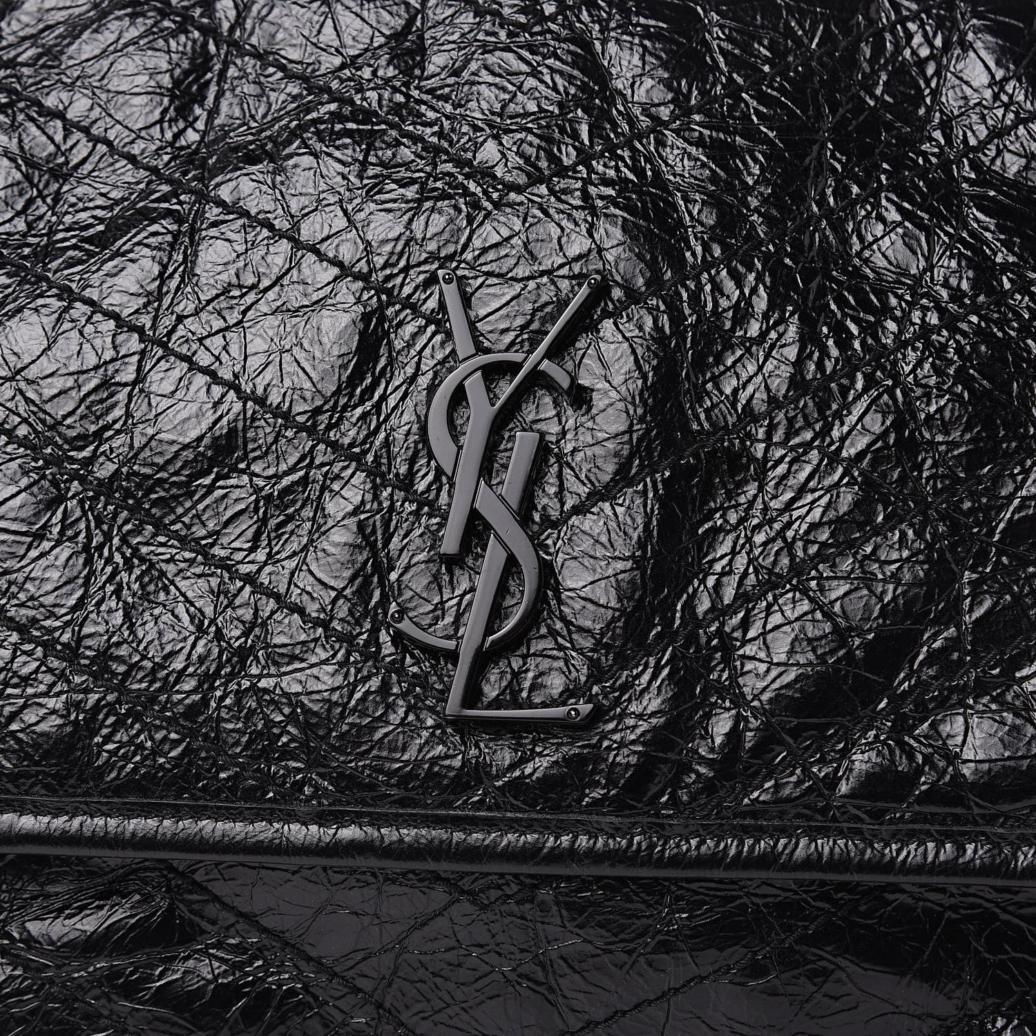 Saint Laurent Crinkled Calfskin Matelasse Monogram Medium Niki Chain Satchel Black 8 of 10