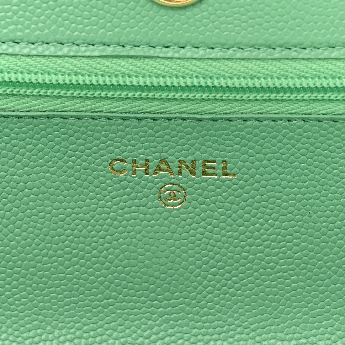 Caviar Quilted Wallet on Chain WOC Light Green