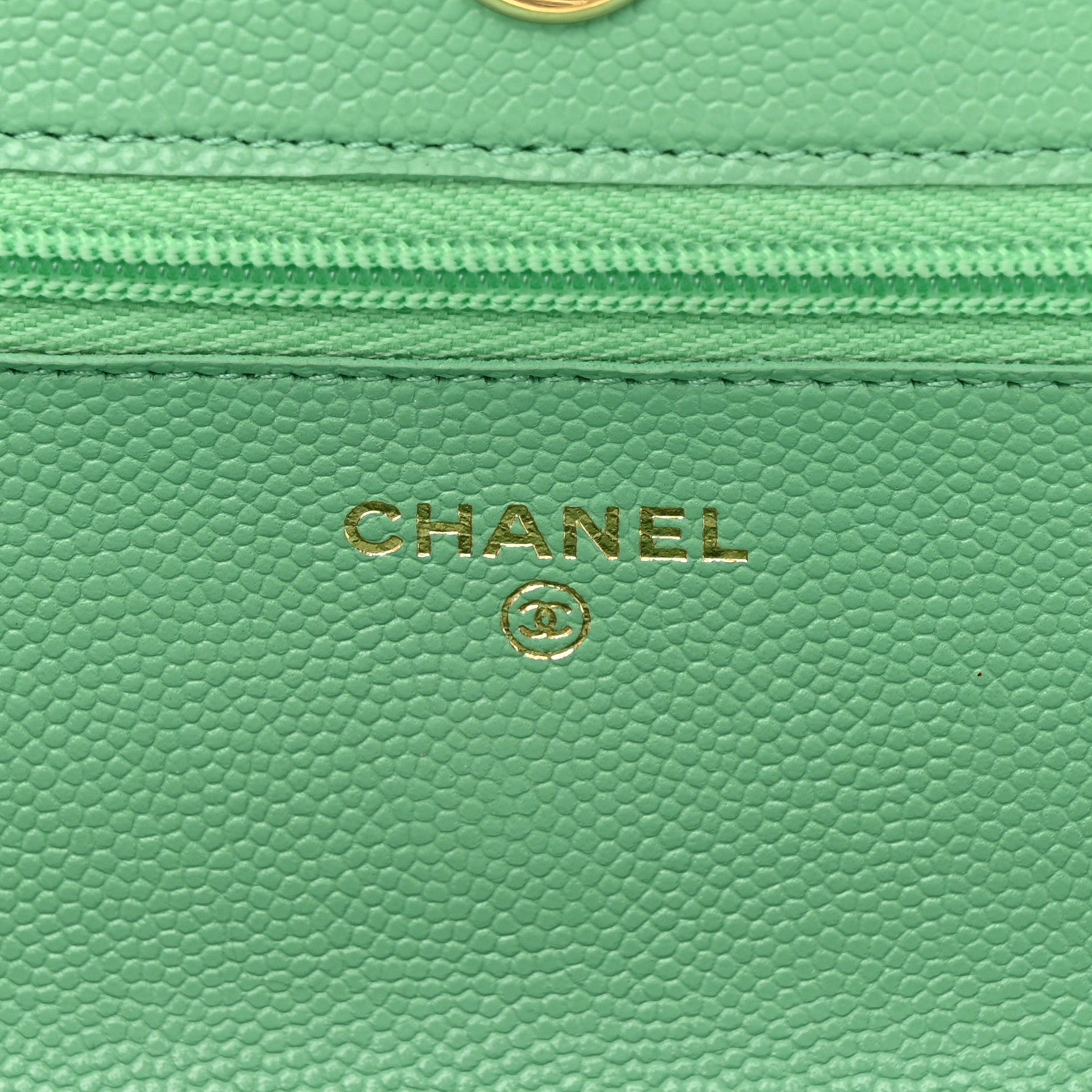 Chanel Caviar Quilted Wallet on Chain WOC Light Green 6 of 11