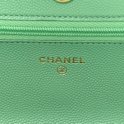 Chanel Caviar Quilted Wallet on Chain WOC Light Green 6 of 11