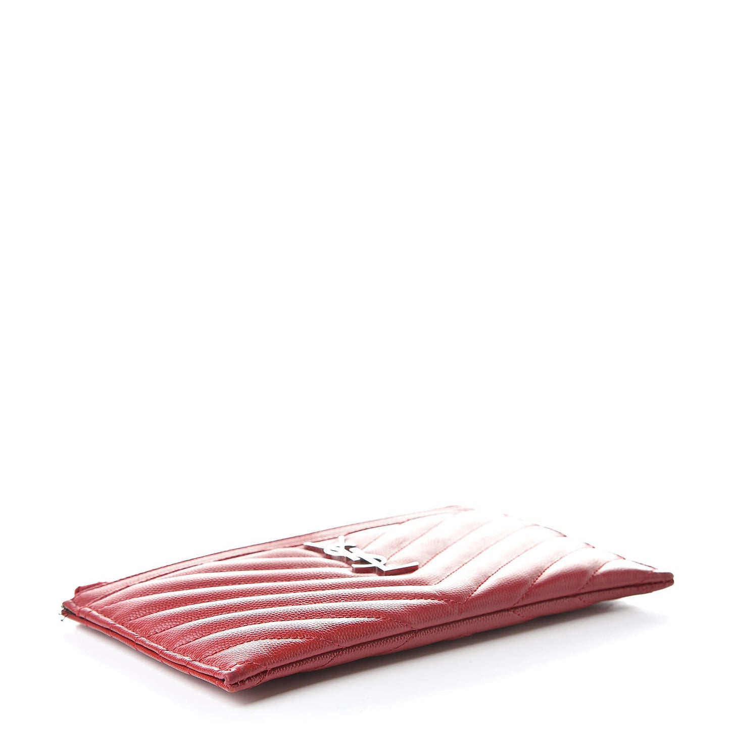 Grain De Poudre Matelasse Chevron Monogram Bill Pouch Red