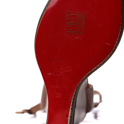 Christian Louboutin Shiny Calfskin Tribuli 140 Wedge Sandals 39 Fauve 6 of 7