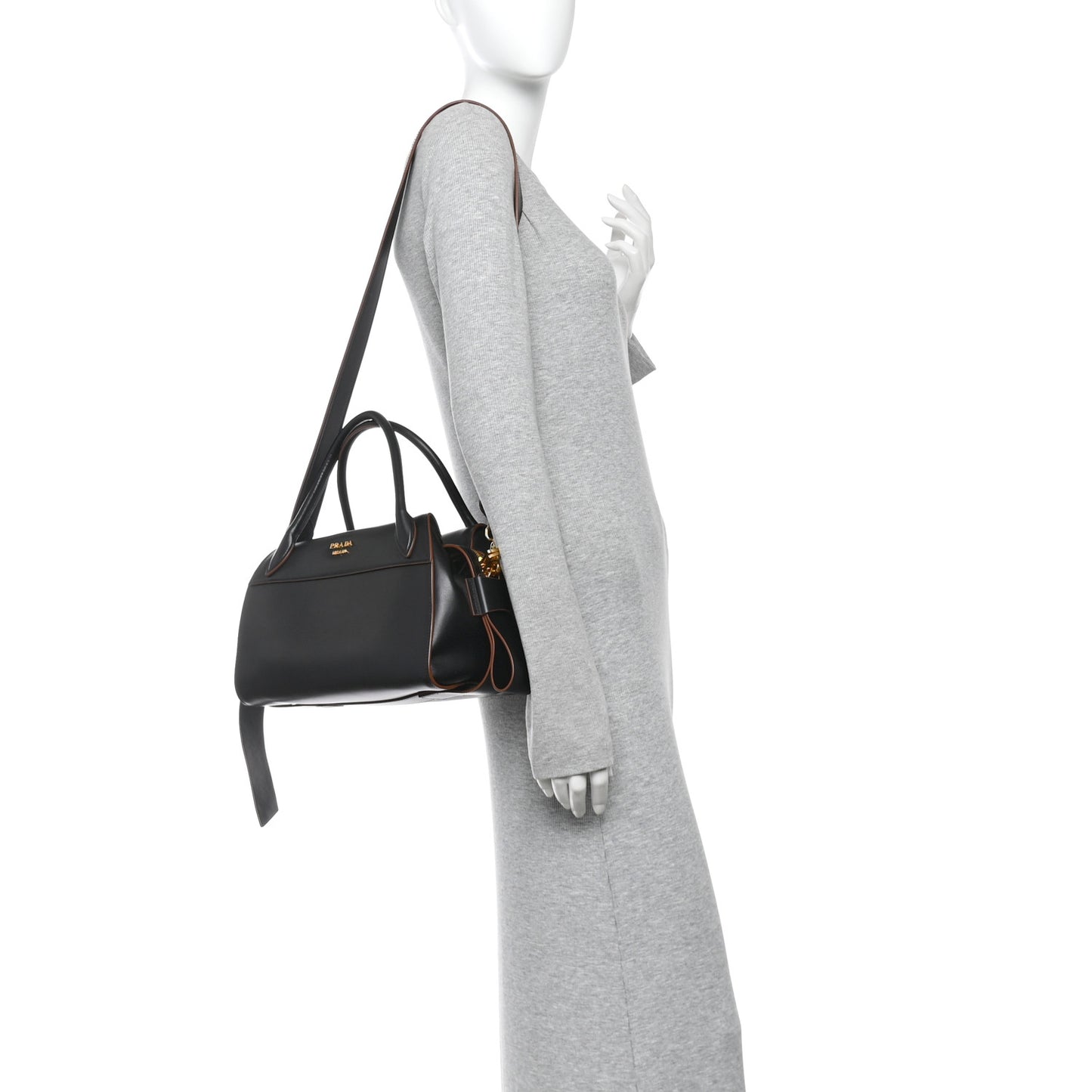 City Calf Ribbon Bowling Bag Black