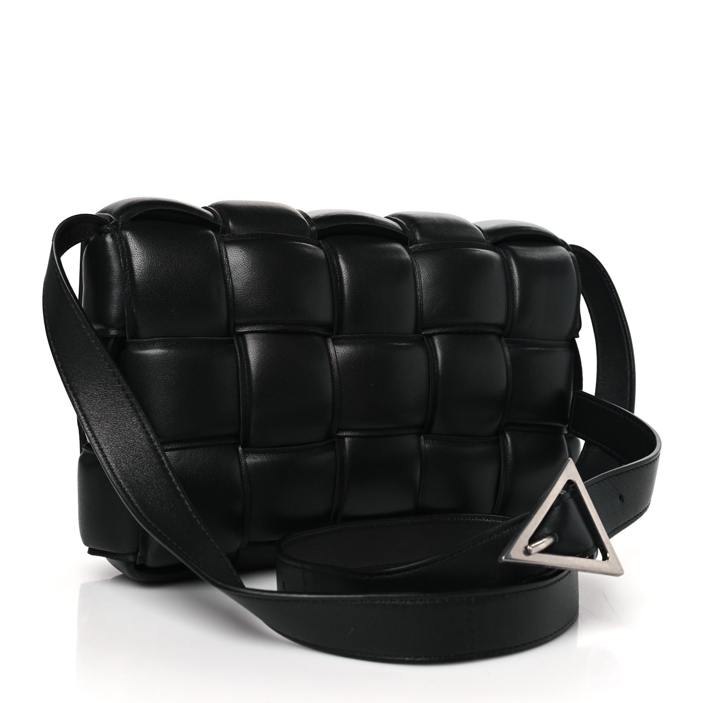 Nappa Maxi Intreccio Padded Cassette Crossbody Bag Black