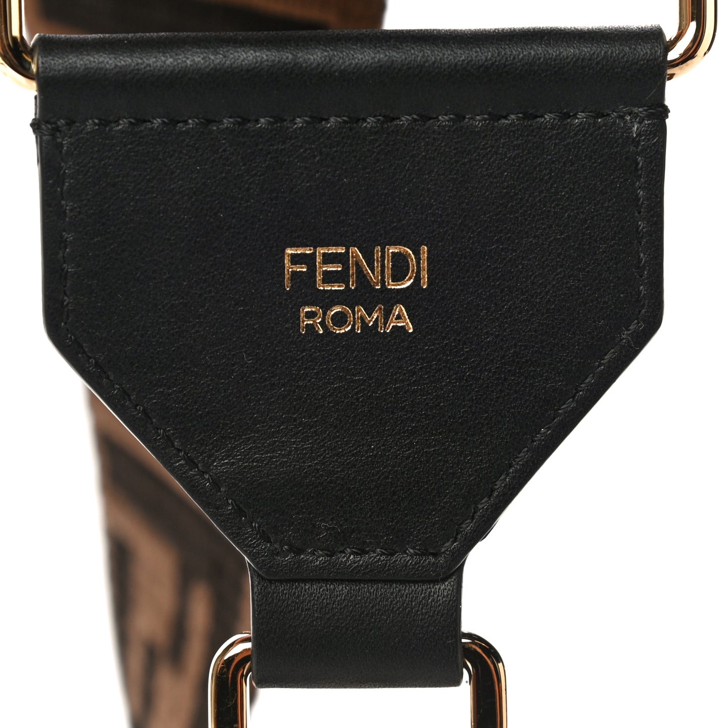 Ribbon Vitello Seta FF 1974 Adjustable Strap You Fango Marrone Black