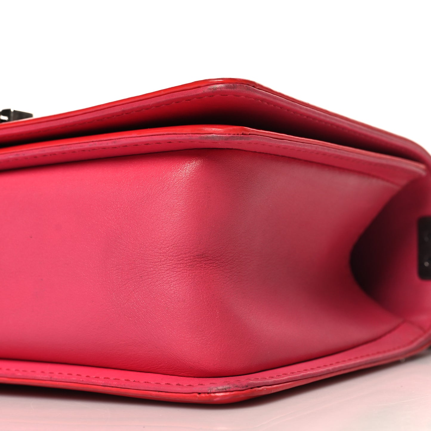 Patent Calfskin Enamel Quilted Medium Boy Flap Dark Pink