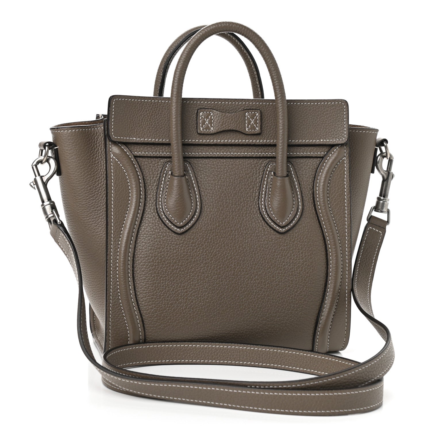 Celine Drummed Calfskin Nano Luggage Souris 3 of 9