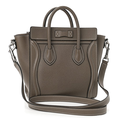 Celine Drummed Calfskin Nano Luggage Souris 3 of 9