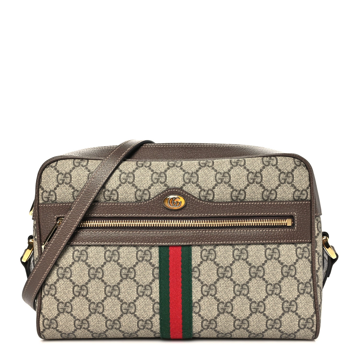 Gucci GG Supreme Monogram Web Small Ophidia Shoulder Bag Brown 1 of 9