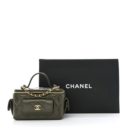 Chanel Lambskin Quilted Polly Pocket East West Top Vanity With Chain Khaki 11 of 11