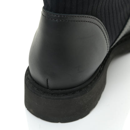 Fendi Calfskin Stretch Fabric Rockoko Biker Boots 38 Tobacco Black Marino 9 of 9