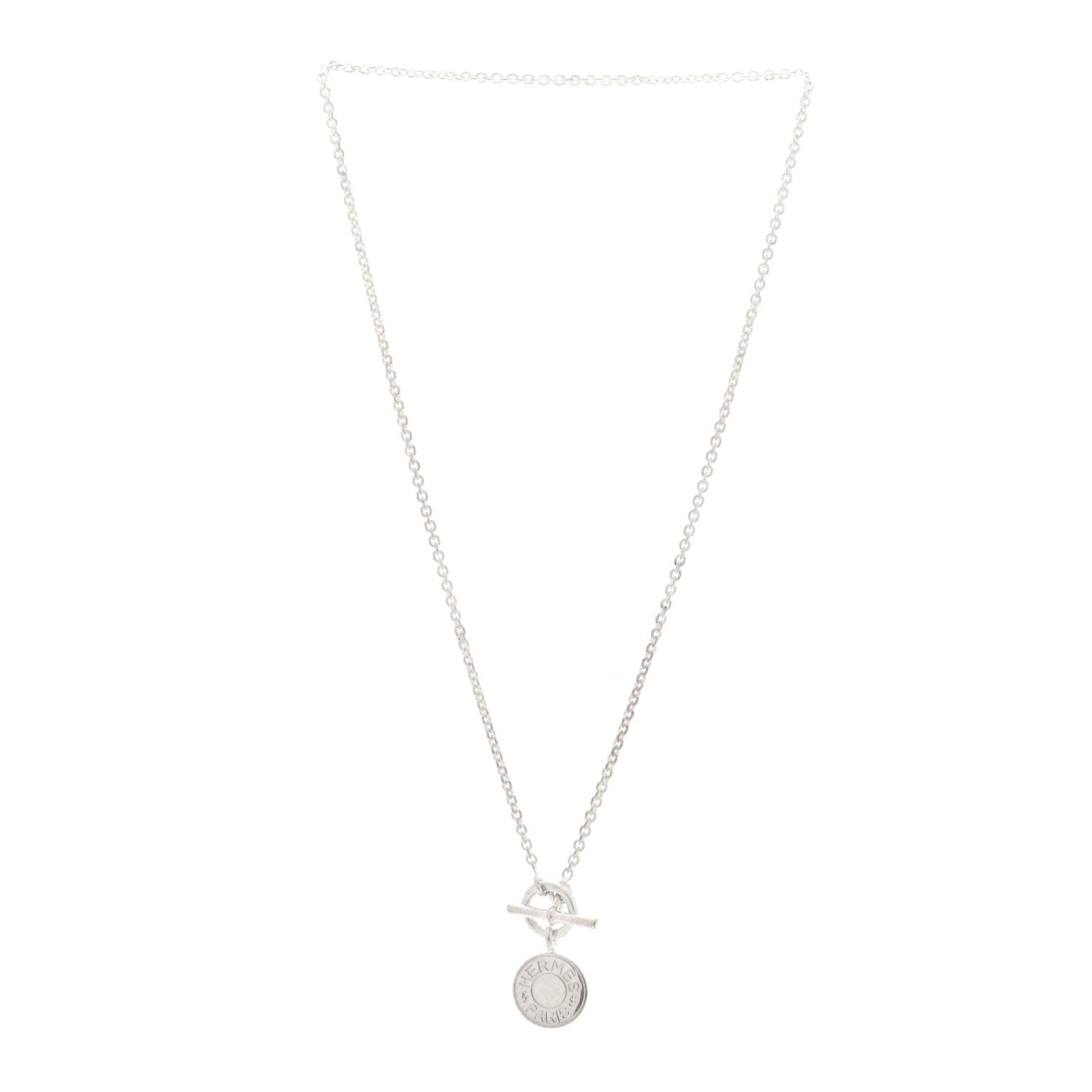 Hermes Sterling Silver Amulettes H Confettis Pendant Necklace 3 of 5