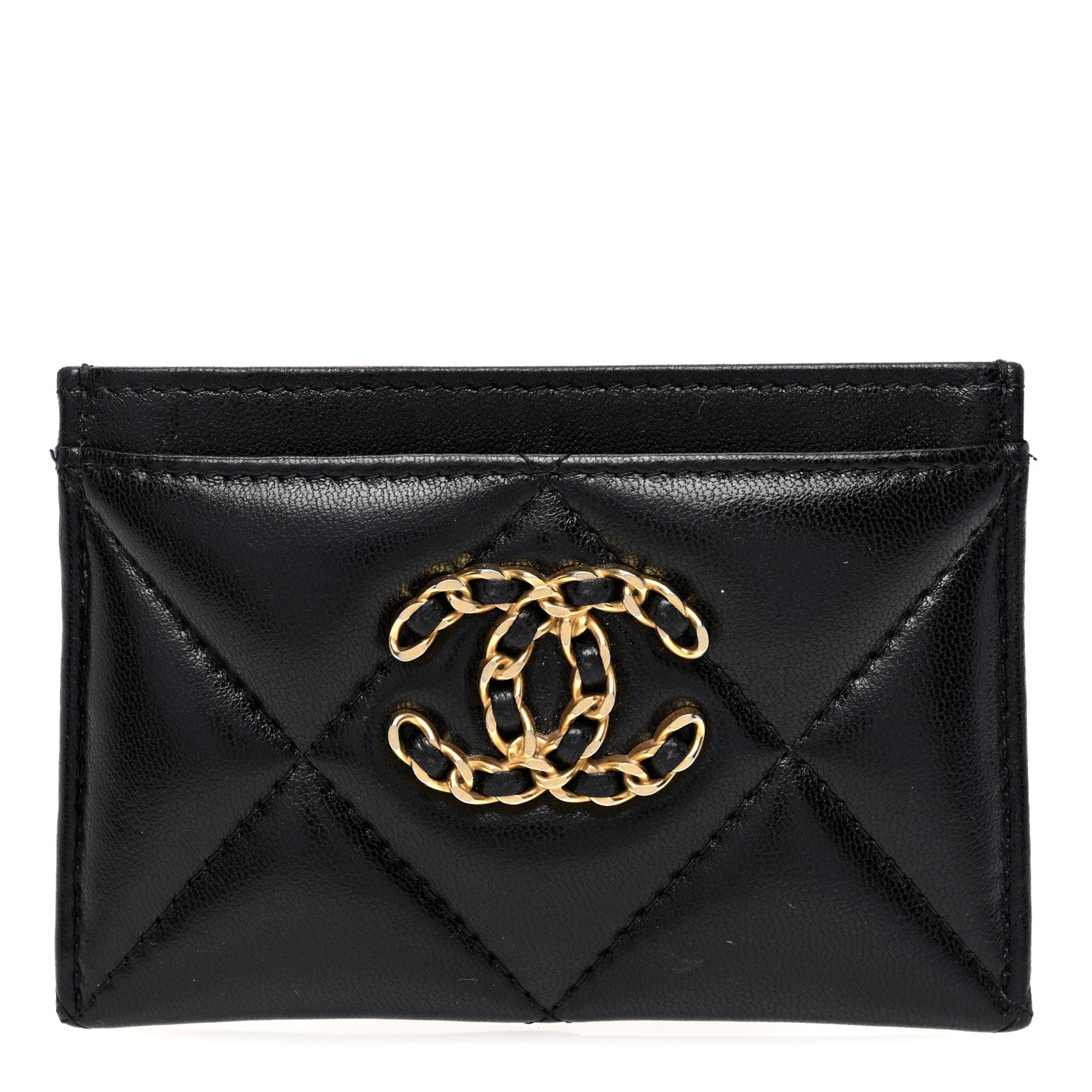 Chanel Lambskin Quilted Chanel 19 Card Holder Black 1 of 8