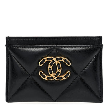 Chanel Lambskin Quilted Chanel 19 Card Holder Black 1 of 8