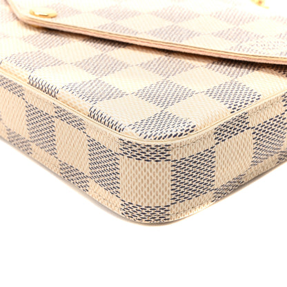 Louis Vuitton Damier Azur Pochette Felicie Chain Wallet Rose Ballerine 10 of 10