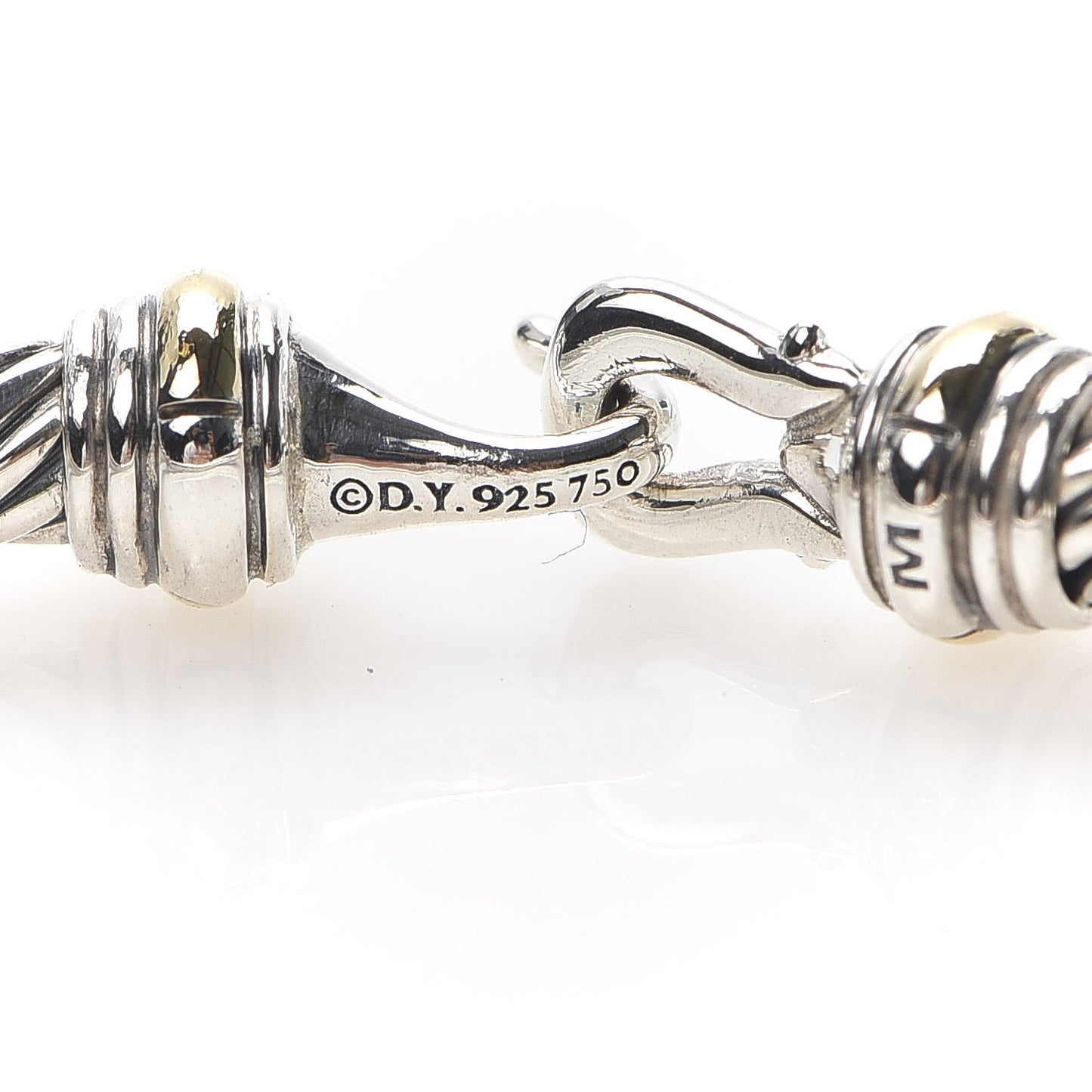 Sterling Silver 18K Yellow Gold 5mm Cable Classic Buckle Bracelet