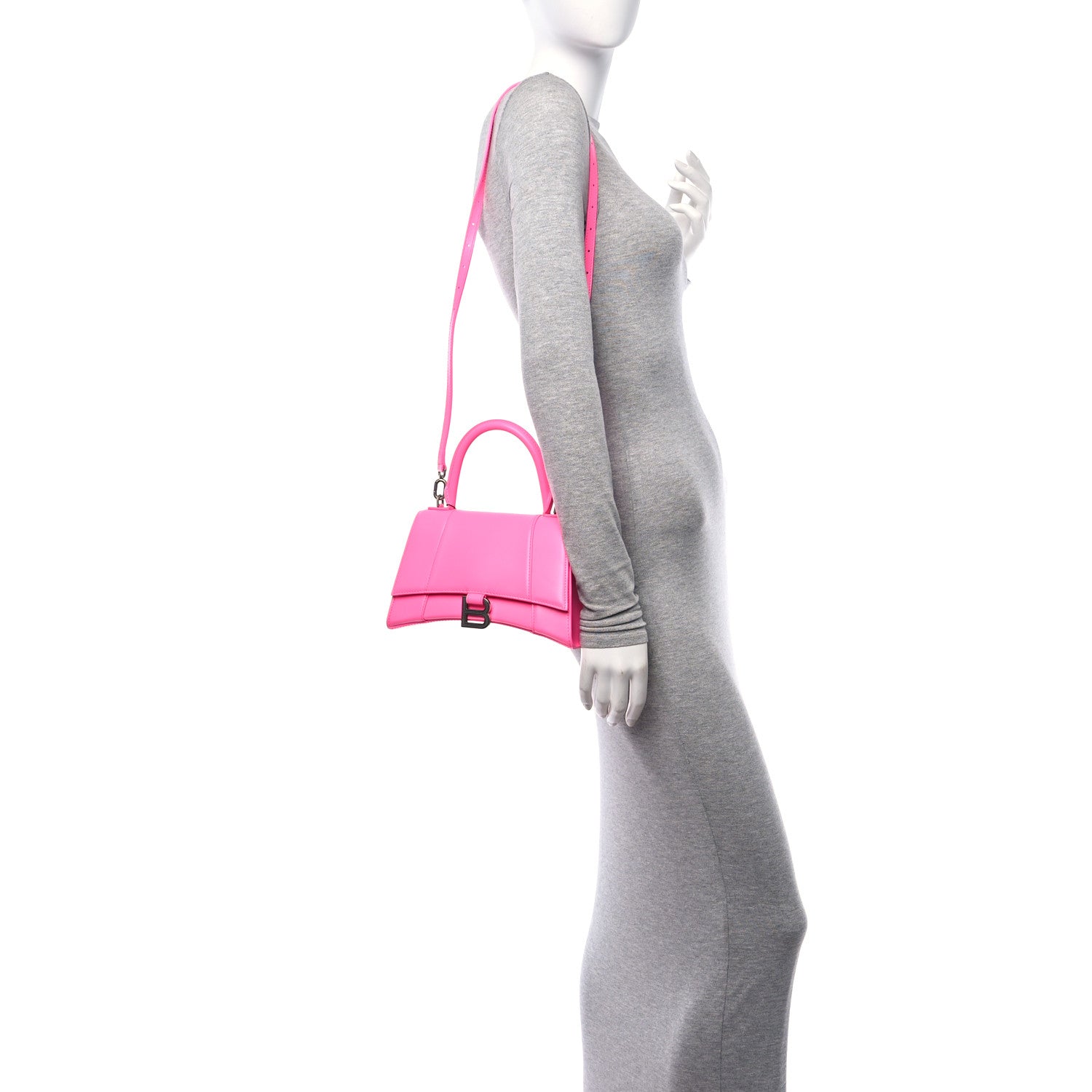 Balenciaga Shiny Box Calfskin Small Hourglass Top Handle Bag Fluo Pink 2 of 11