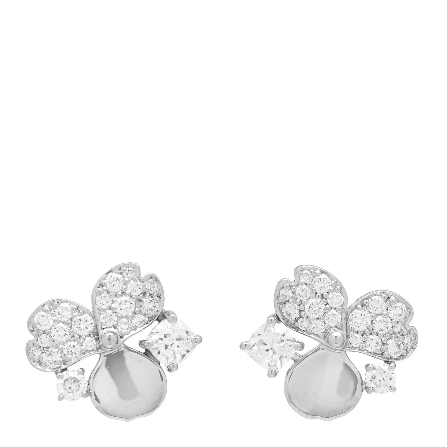 Platinum Diamond Paper Flowers Cluster Earrings