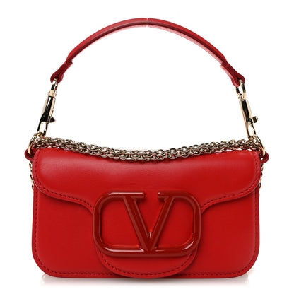 Valentino Garavani Calfskin Enamel Vlogo Small Loco Shoulder Bag Rouge Pur 1 of 9