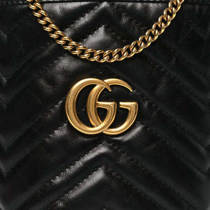 Gucci Calfskin Matelasse Mini GG Marmont 2.0 Bucket Bag Black 8 of 10