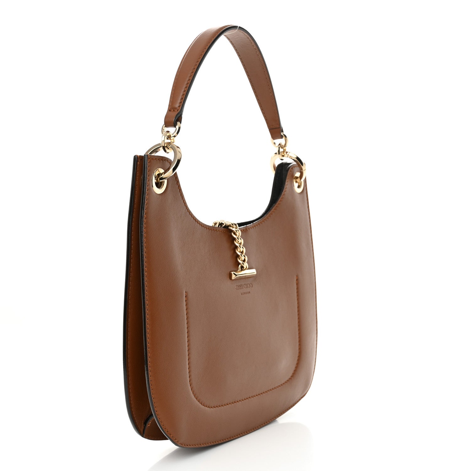 Jimmy Choo Calfskin Varenne Small Hobo Dark Tan 3 of 10