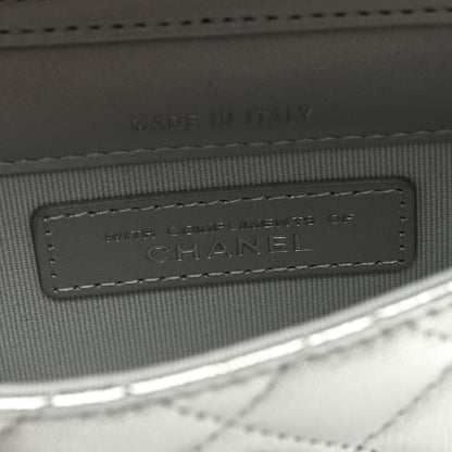 Chanel Metallic Goatskin Quilted Star Flap Waist Belt Bag Silver 6 of 9