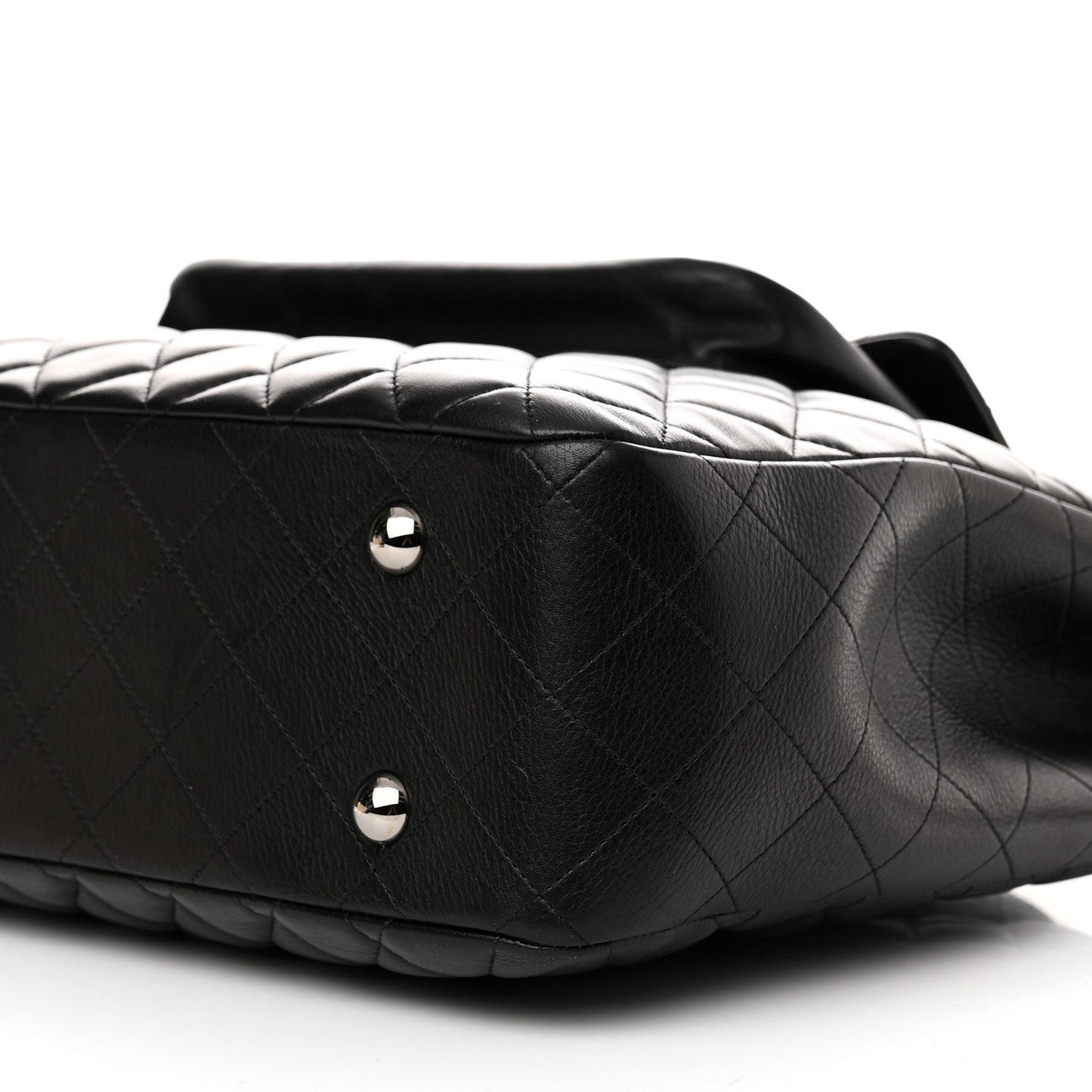 Lambskin Quilted Front Flap Tote Black