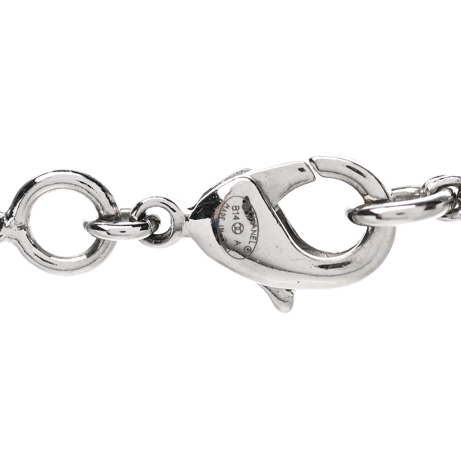 Chanel Baguette Crystal Pearl CC Lariat Necklace Silver 4 of 5