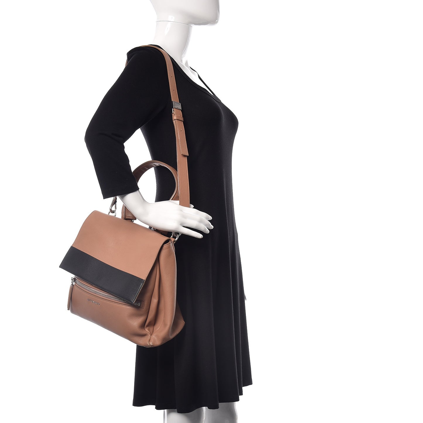 Calfskin Medium Bi-Color Pandora Pure Flap Bag Pink Black